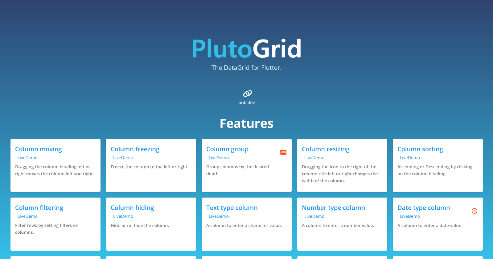 PlutoGrid Live Demo