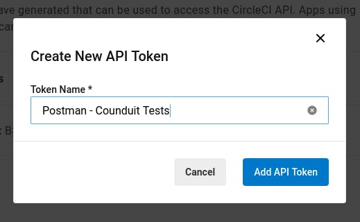 Creating a CircleCI API token for Postman integration