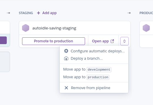 autoidle-saving-staging app options