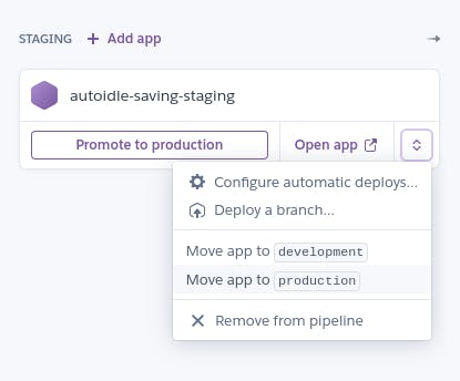 staging app options