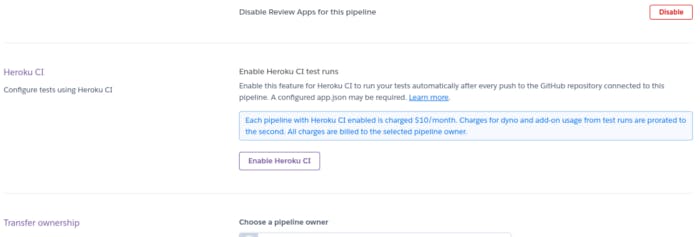 Before enabling Heroku CI