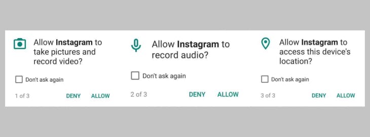 Instagram Runtime Permissions