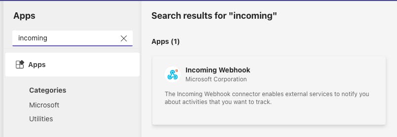Incoming Webhook Configuration Step 3