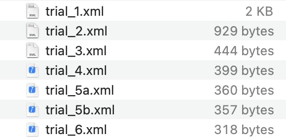 screenshot showing the file sizes decrease after each iteration