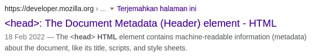 Contoh hasil penelusuran mesin pencari menampilkan isi Meta Description