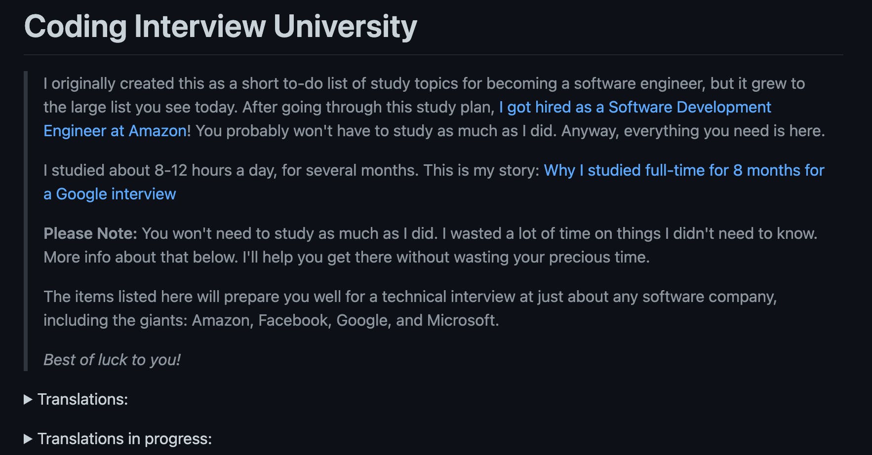 Coding Interview University