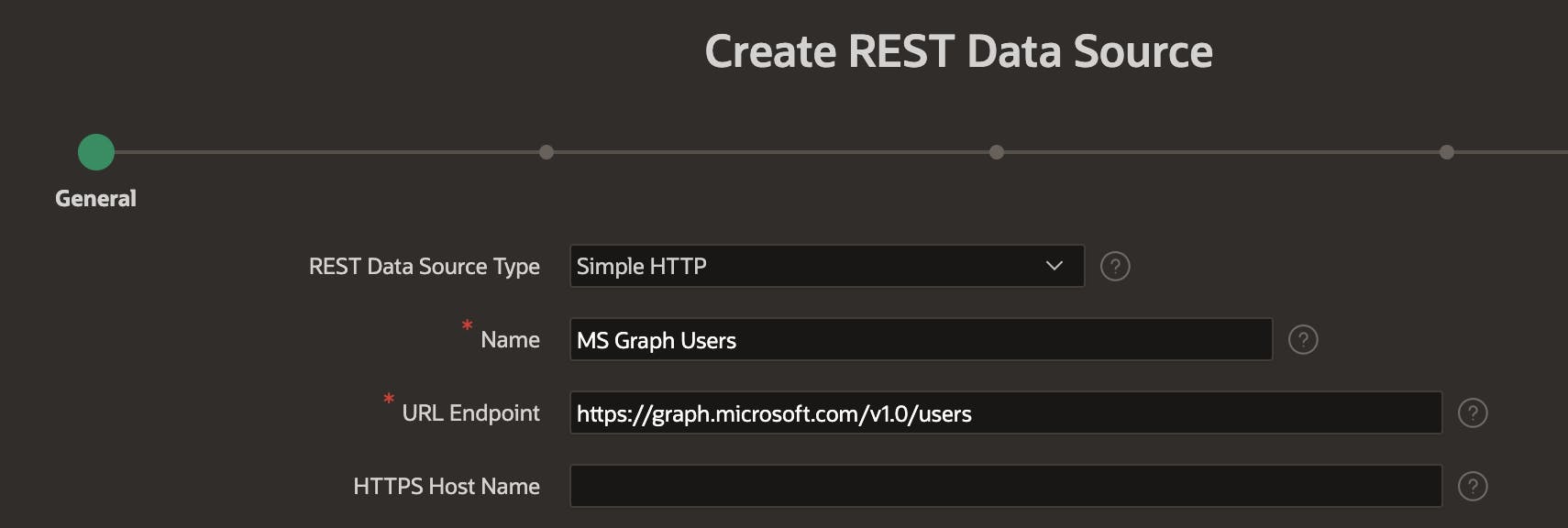 Create APEX Rest Data Source Step 1