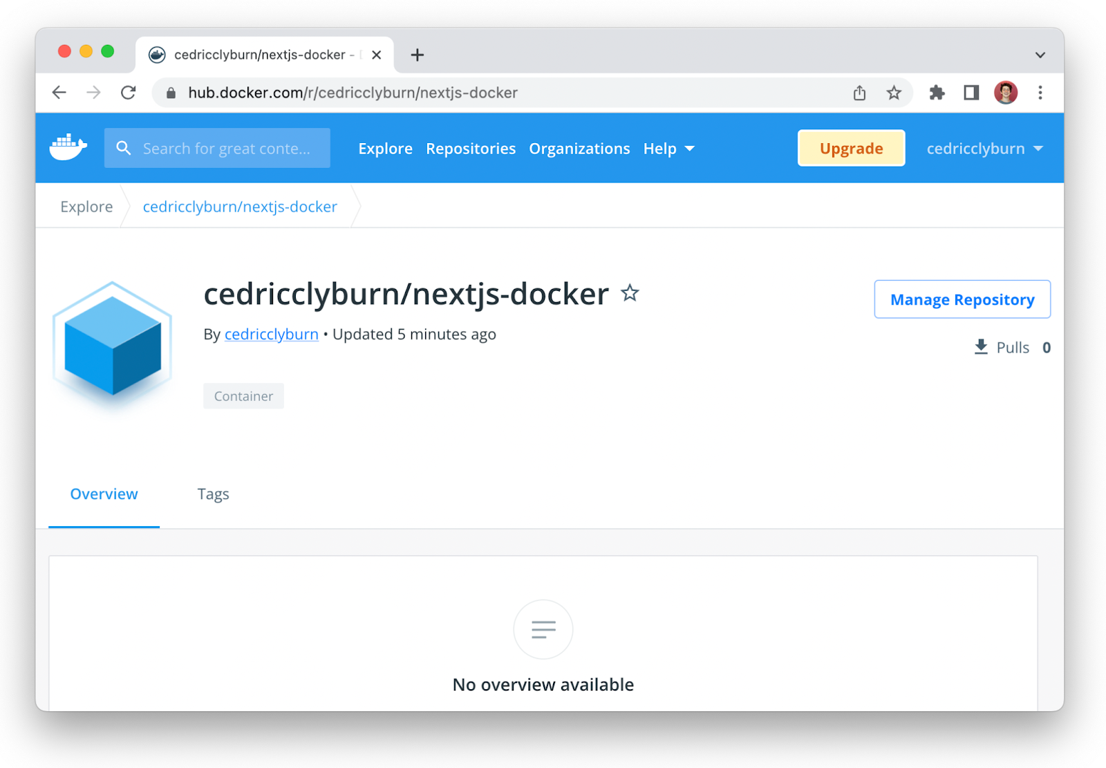 View of image in Docker Hub