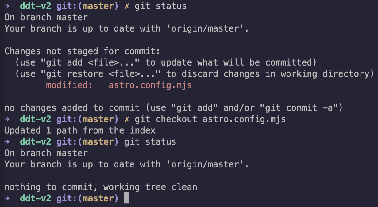 Undo changes in Git