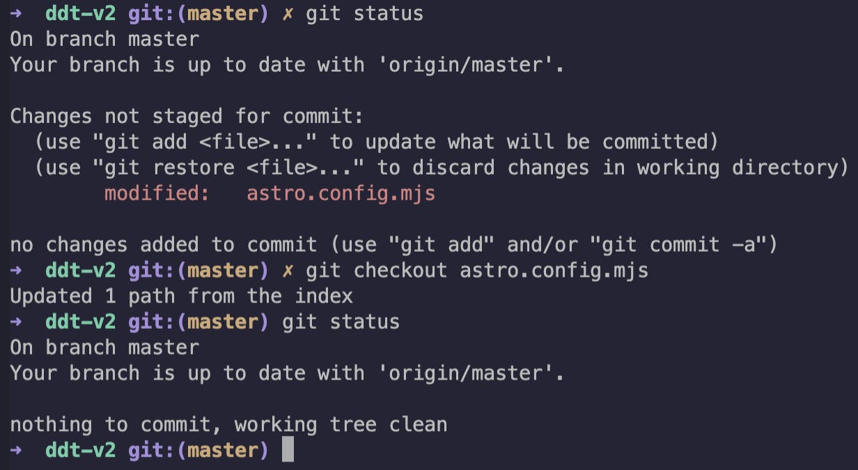 Undo changes in Git