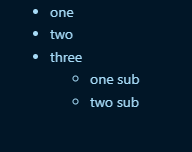 unordered list