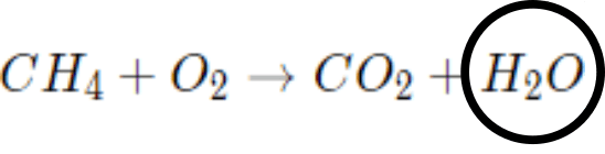 Image highlighting H2O in the equation