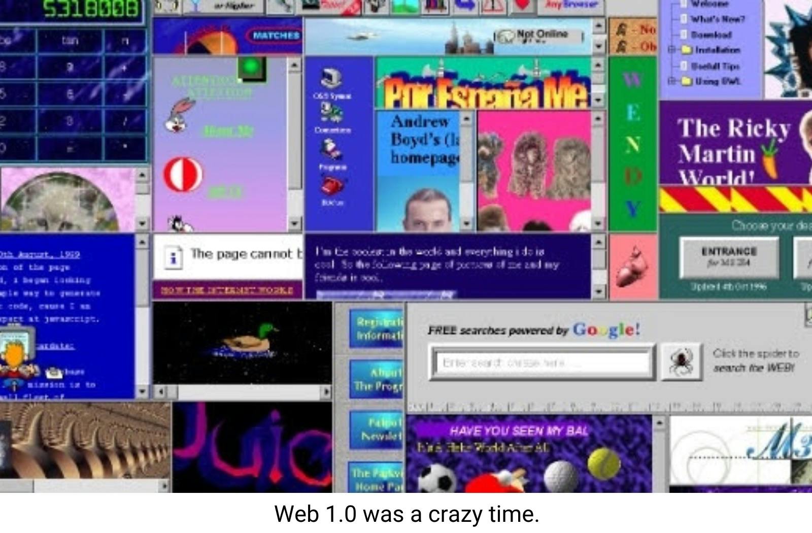 collage of web 1.0 websites