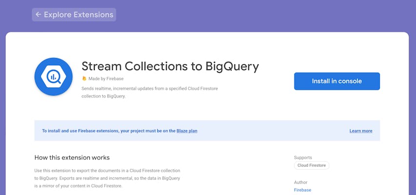 Google BigQuery Firebase Extension