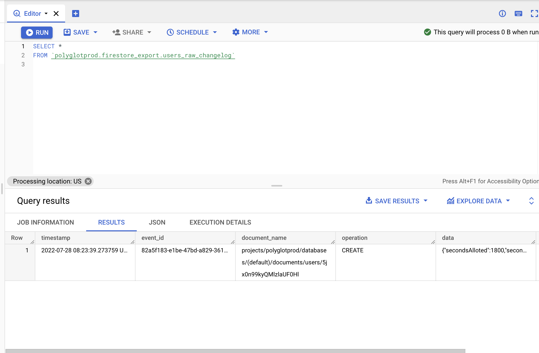 Successfully seeing Data in Google BigQuery Table Viewer