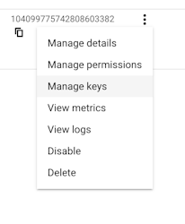 Showing the "Mange keys" button