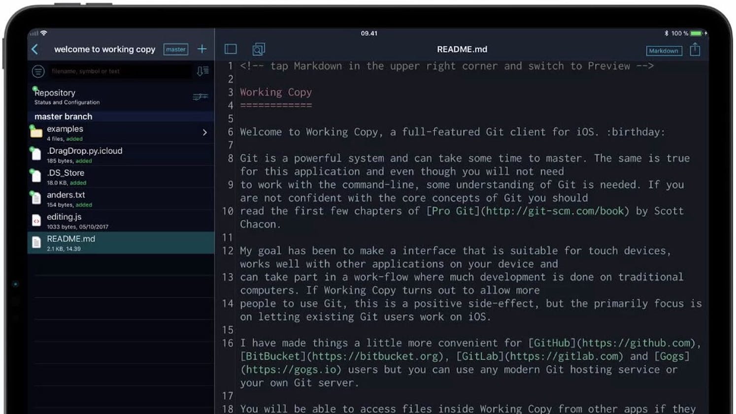 Git Commits Whilst Travelling Using 'Working Copy' App for iPad