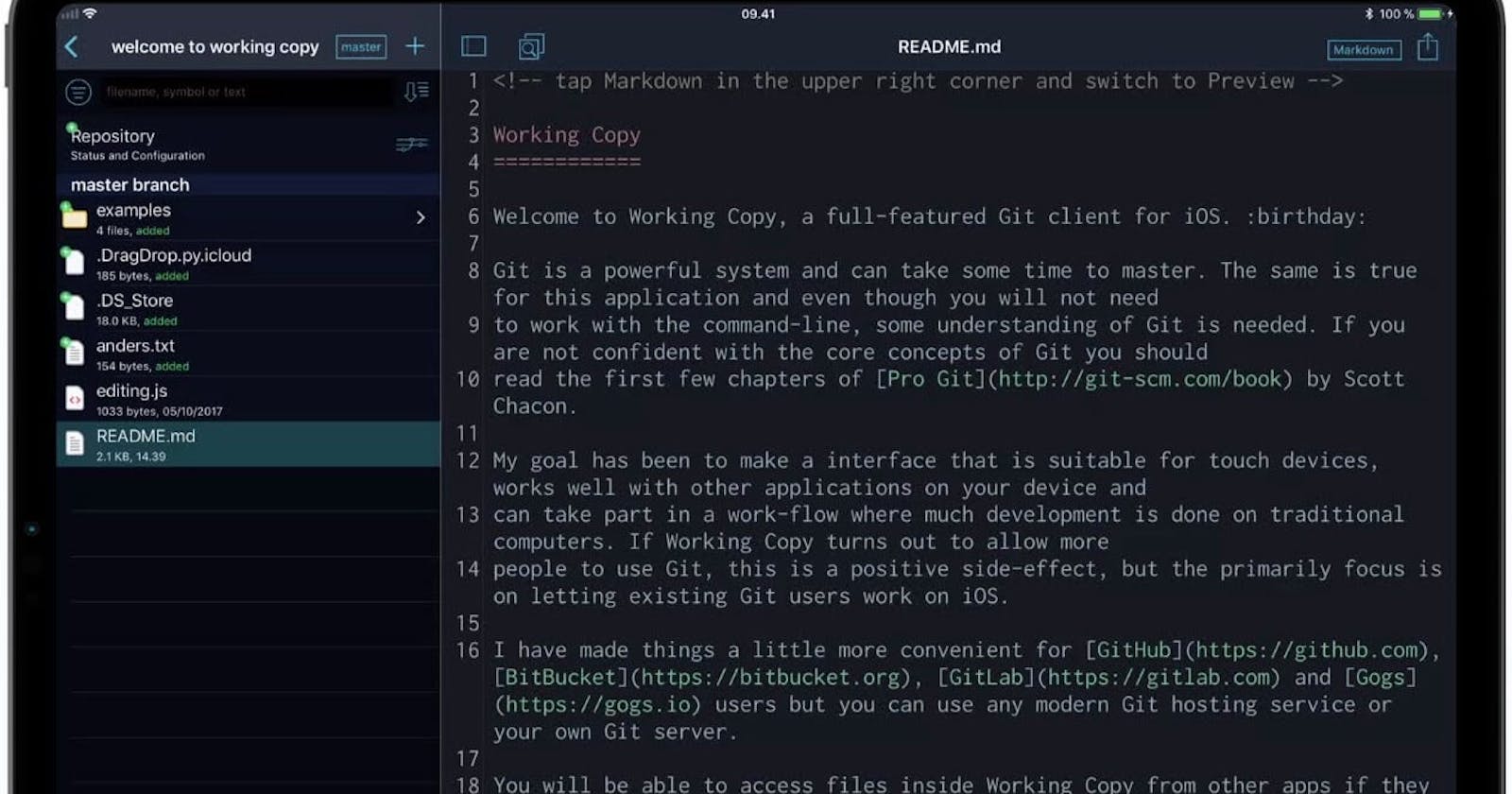 Git Commits Whilst Travelling Using 'Working Copy' App for iPad