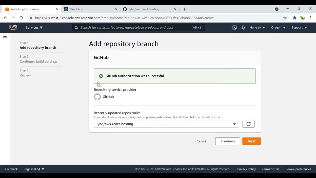 Hong Ly - How to Deploy React App to AWS Amplify for FREE [gTxEZrsDk3w - 1280x720 - 6m28s].png