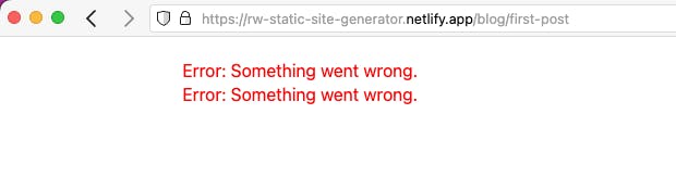 Screenshot showing the red text "Something went wrong"