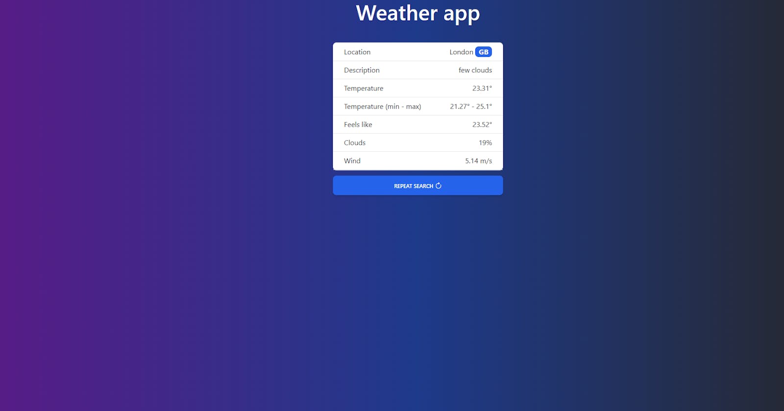 Create a weather app with JavaScript