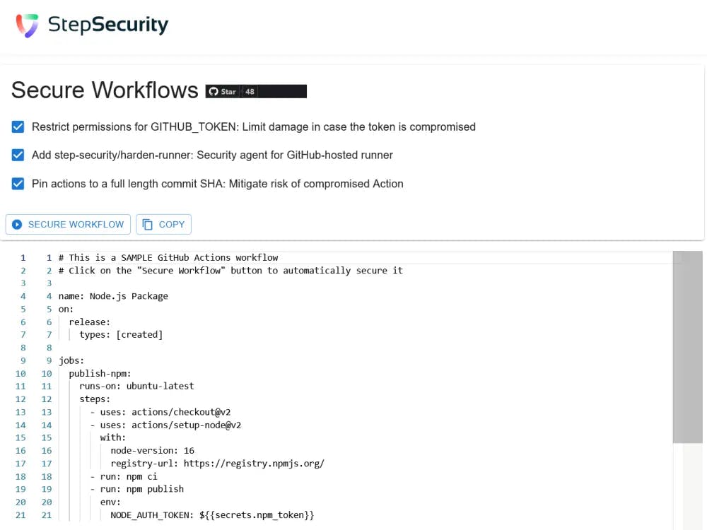 StepSecurity Secure Workflows