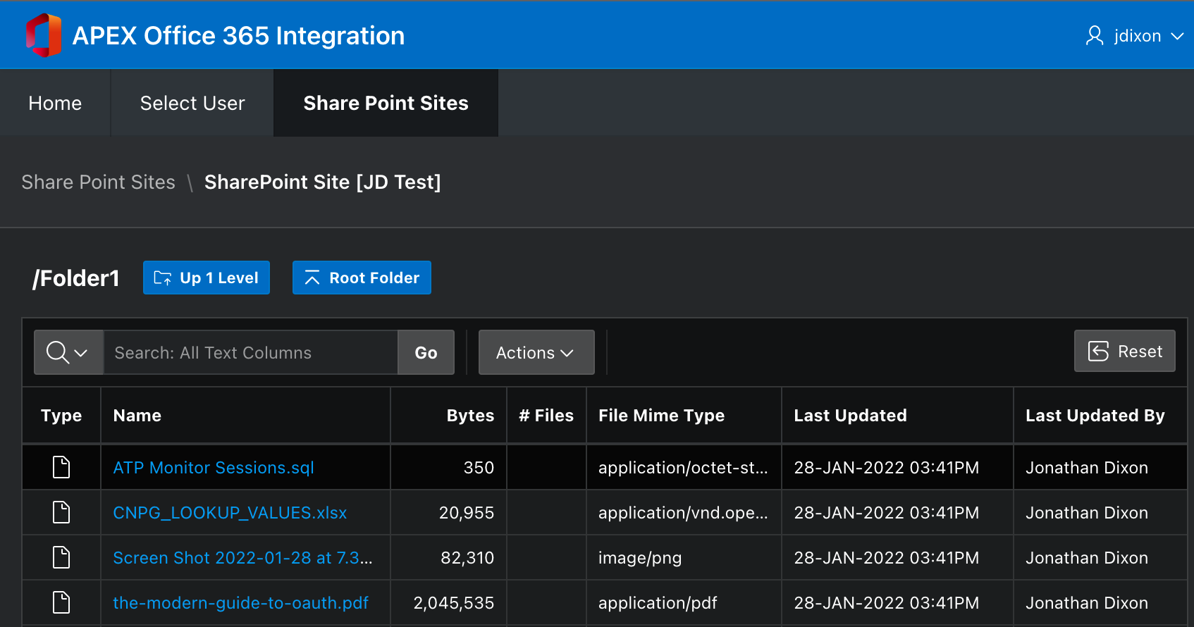 SharePoint Site Files Screenshot