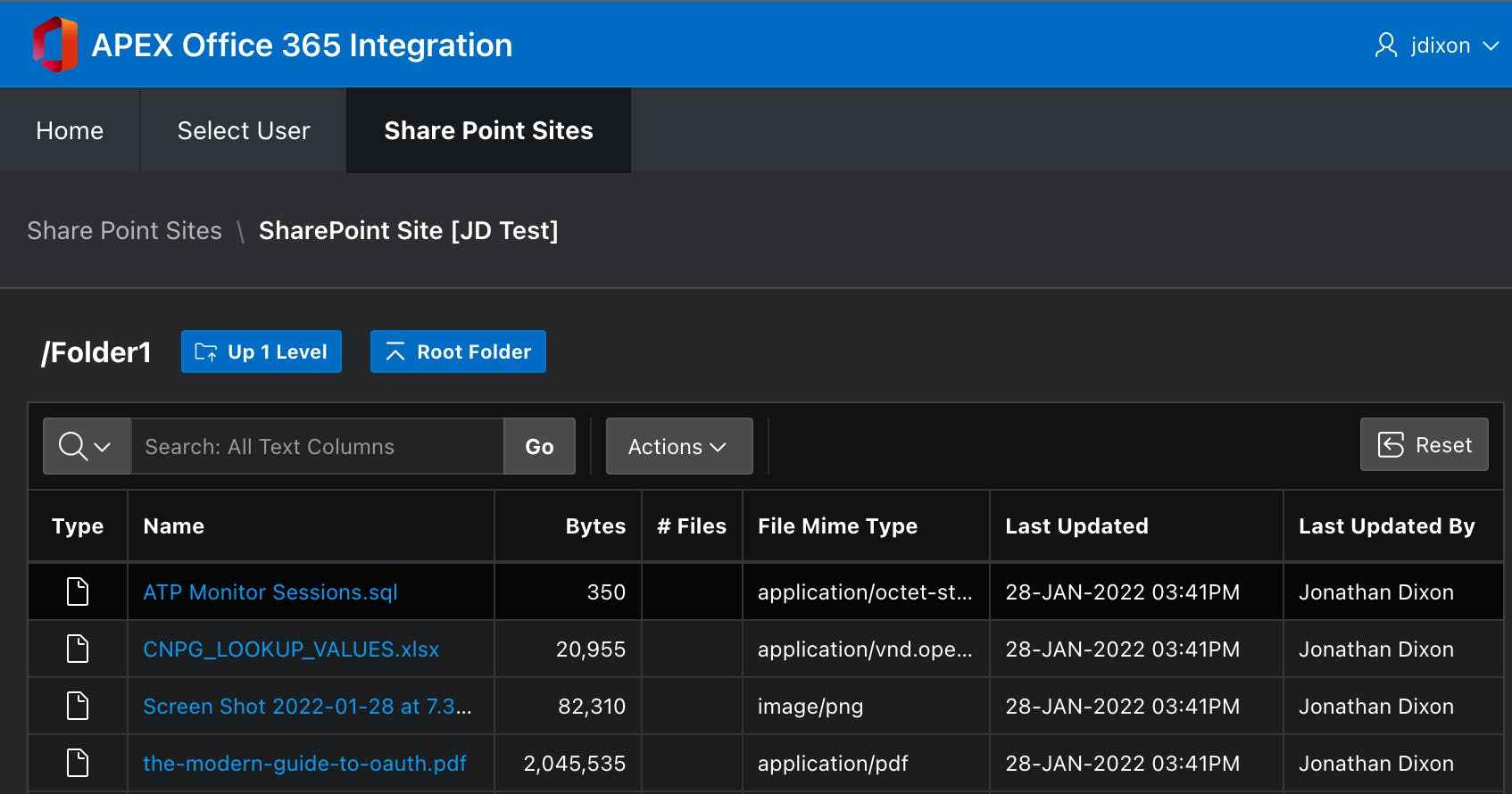 SharePoint Site Files Screenshot