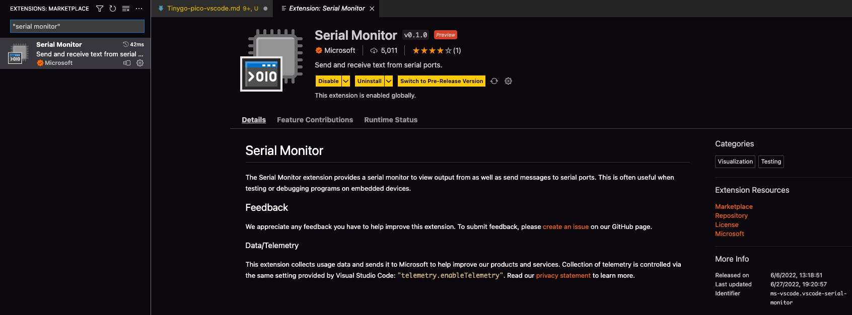 VSCode Serial Monitor Extension