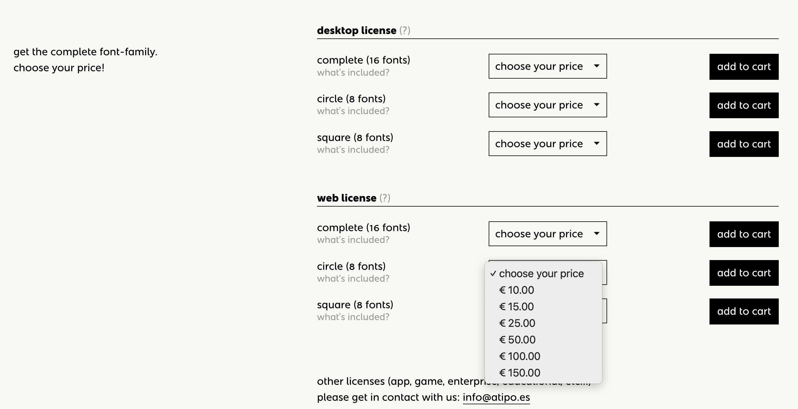 Basier font families pricing: pay what you can