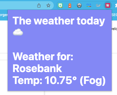 Chrome popup weather extension