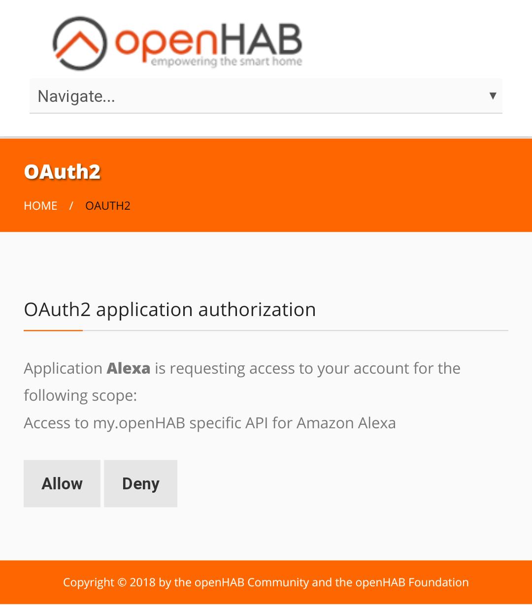 openHAB OAuth Page