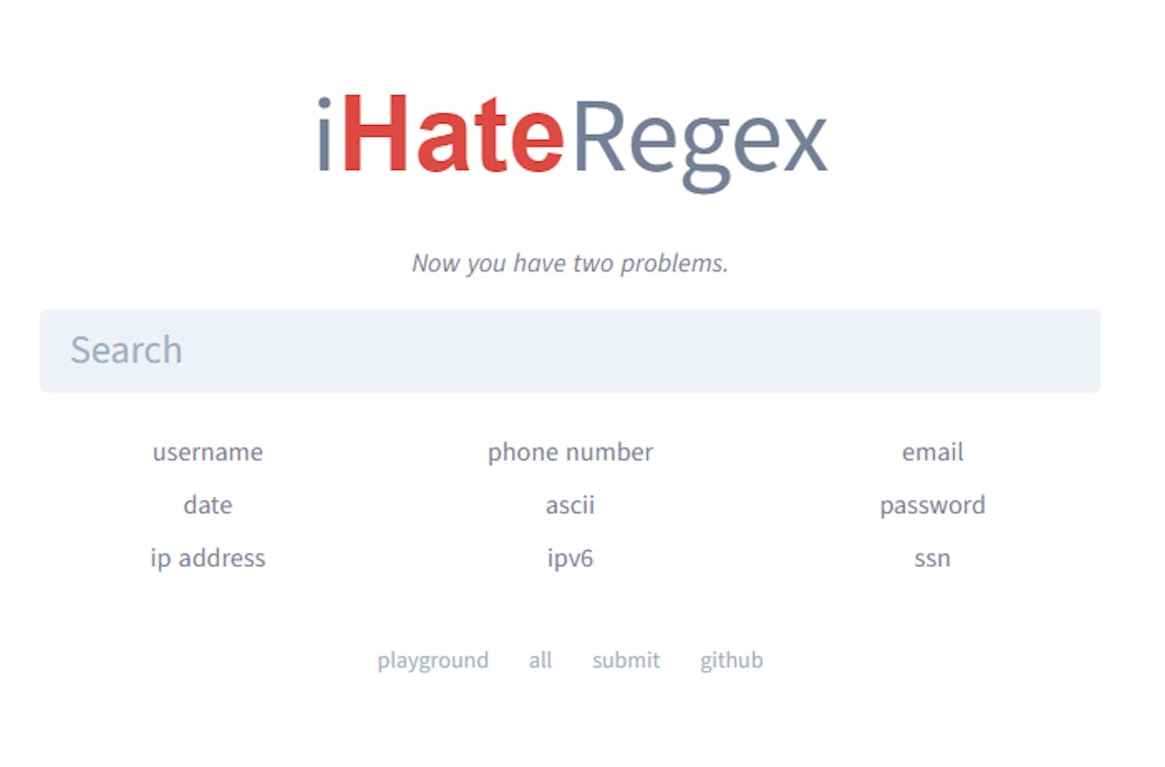 iHateRegex - a regex cheatsheet for the haters - don't just use; understand.
