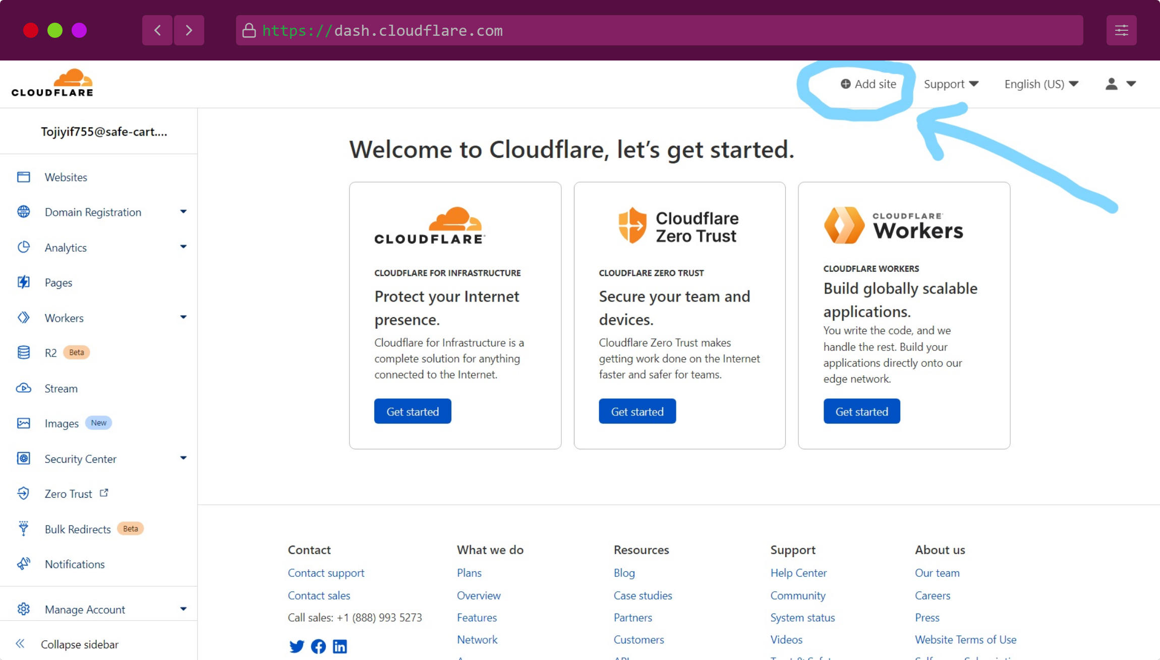 cloudflare after sign up page