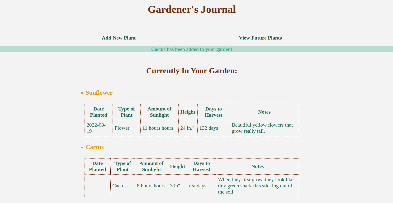 Introducing: Gardener's Journal
My First Web Application!