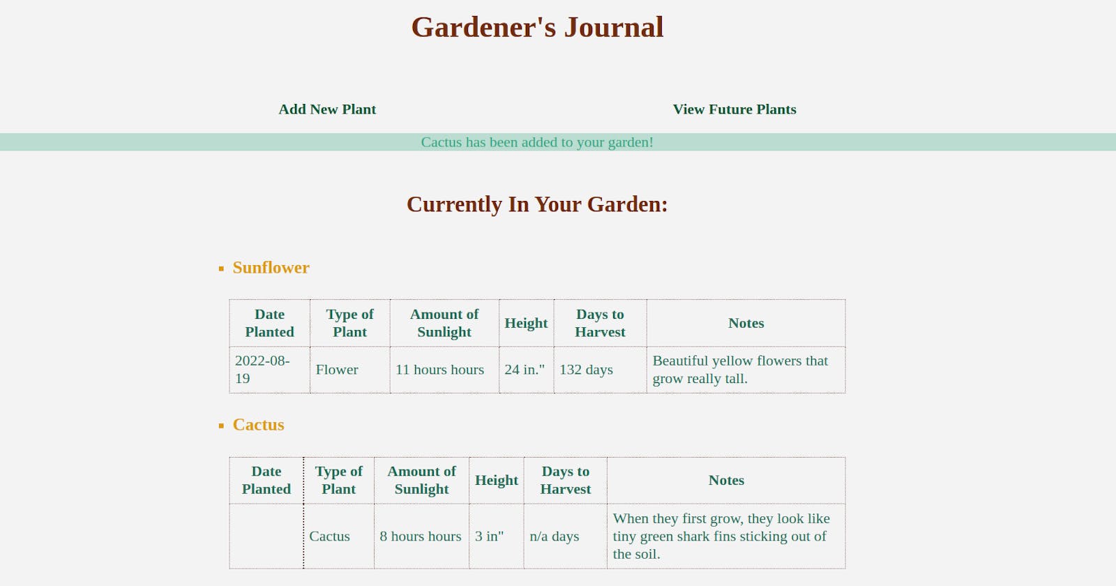 Introducing: Gardener's Journal
My First Web Application!