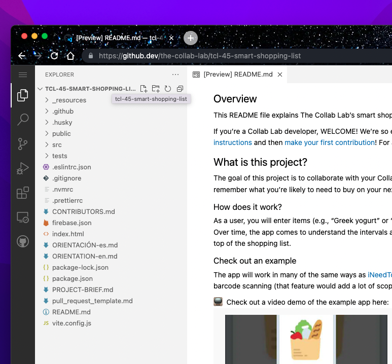 VS Code launched in Github repo in Chrome browser