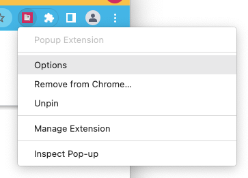 Chrome extension options