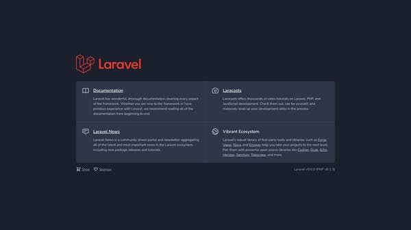 Laravel application up and running