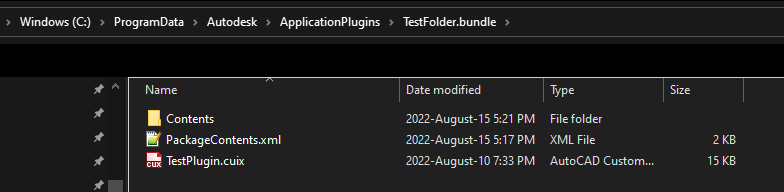 Screenshot of the .bundle folder for a plugin