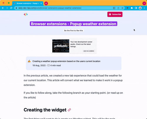Creating the TurboReader browser extension