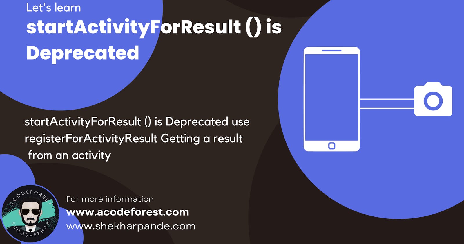 startActivityForResult () is Deprecated
use registerForActivityResult Getting a result from an activity