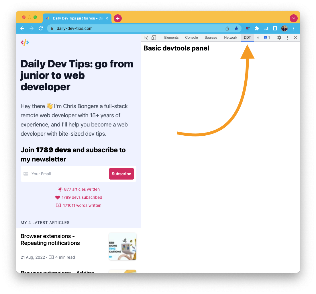 Browser extensions -  DevTools extension