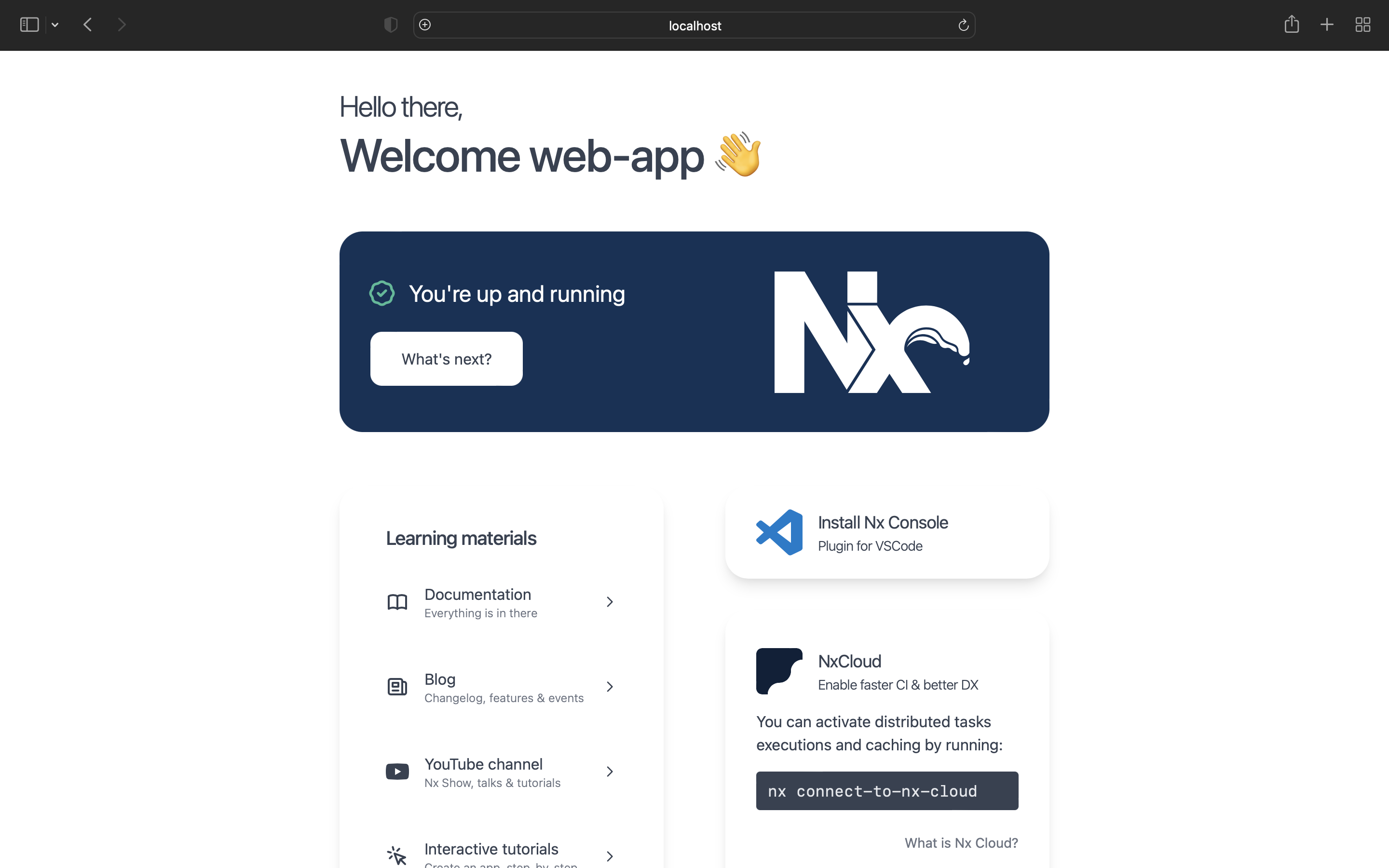 Default NX NextJS app