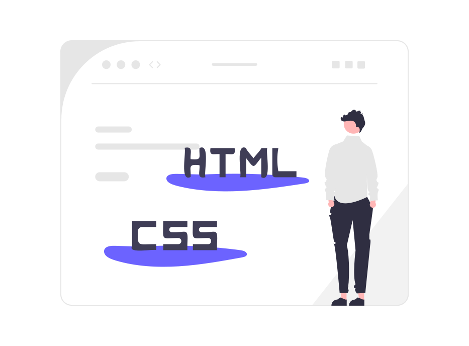 illustration displaying html and Css in text