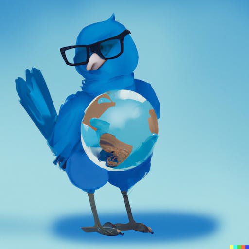 A blue bird and a world globe