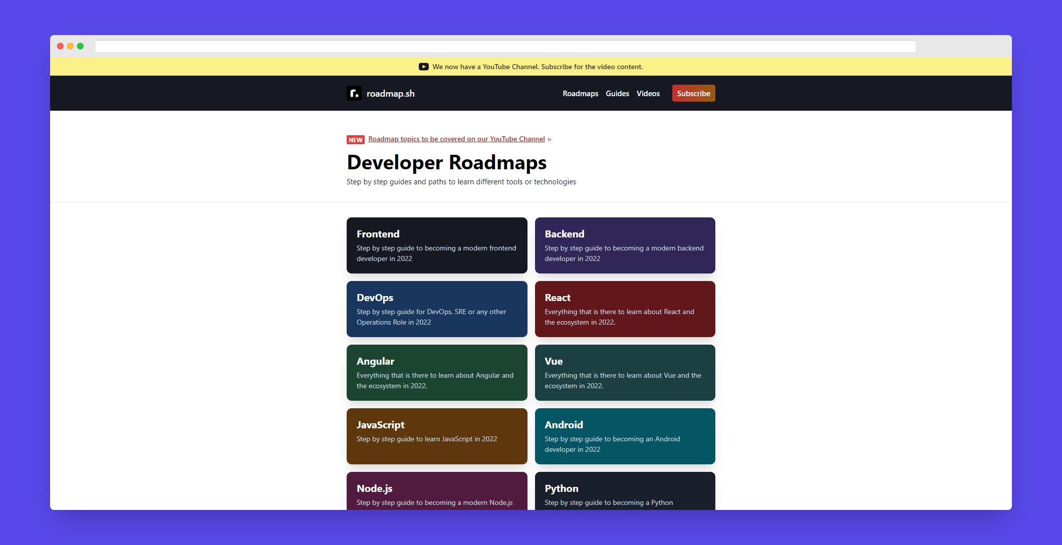 Top 10 Online Tools to Improve your Development Skills - Roadmap.sh
