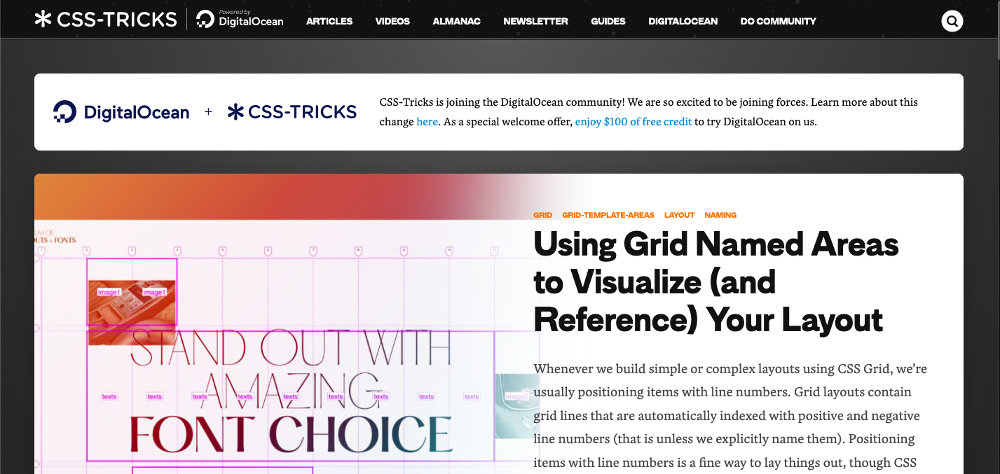 Homepage of CSS Tricks
