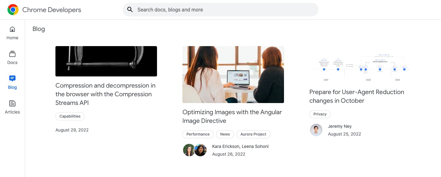 Recent articles from Chrome developers