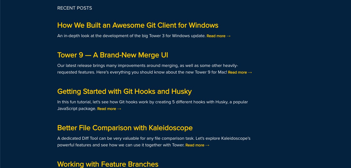 Recent articles from Git tower blog